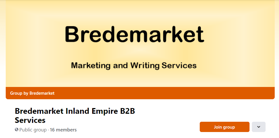 Bredmarket Inland Empire B2B Services Facebook group